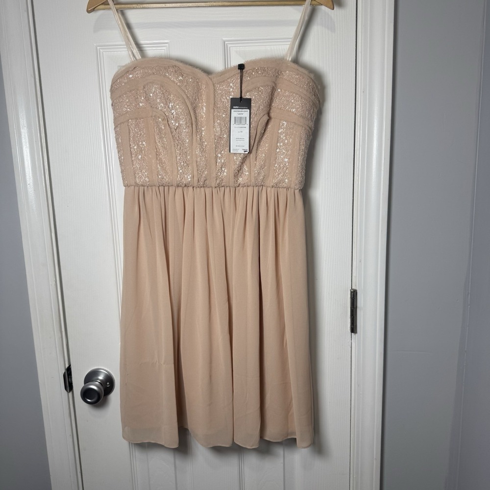 BcbgMaxAzria Bare Pink Jayden Sequin Strapless Dress Size 10 NEW